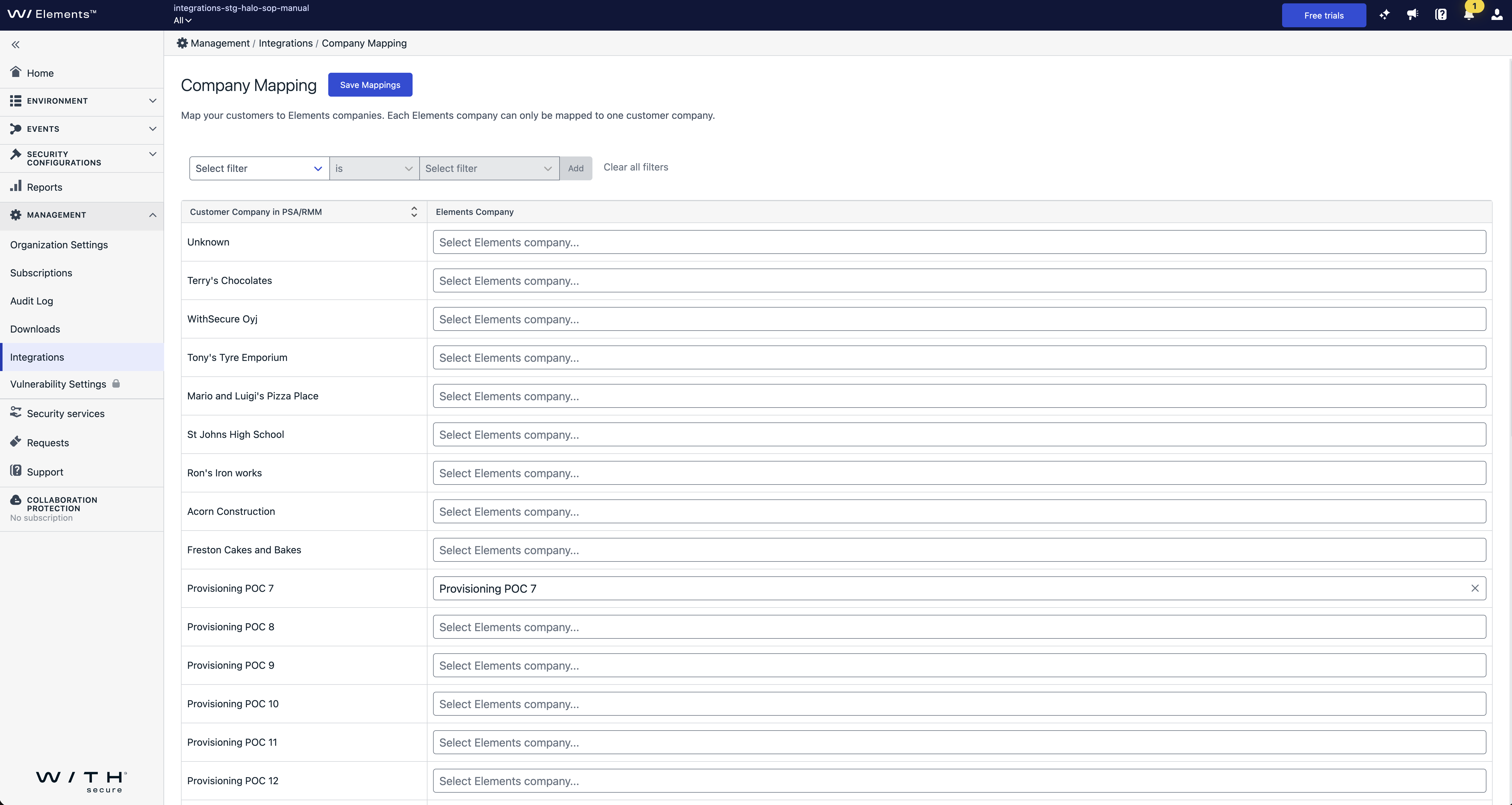 Mapping ConnectWise PSA companies to WithSecure Elements companies